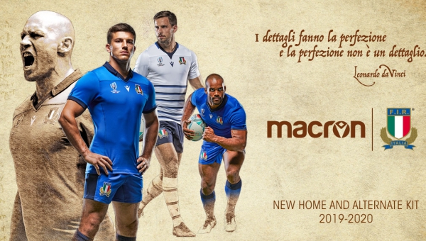 Il ‘segno’ di Leonardo da Vinci sulle nuove maglie Macron dell’Italrugby